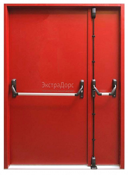 Противопожарная дверь EI 60 дымогазонепроницаемая красная с антипаникой в Чехове  купить