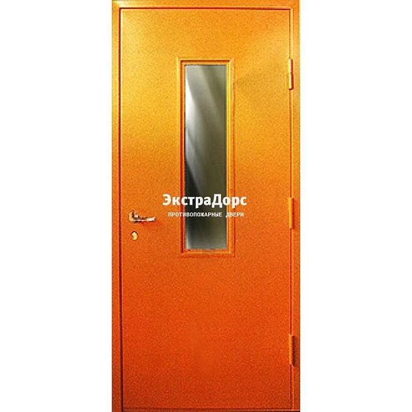 Противопожарная дверь анти-дым оранжевая со стеклом в Чехове  купить
