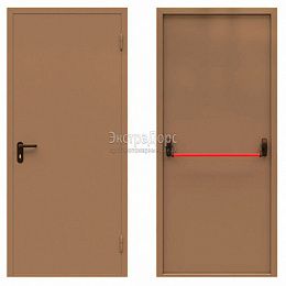 Противопожарная дверь EI 45 с антипаникой газодымонепроницаемая коричневая